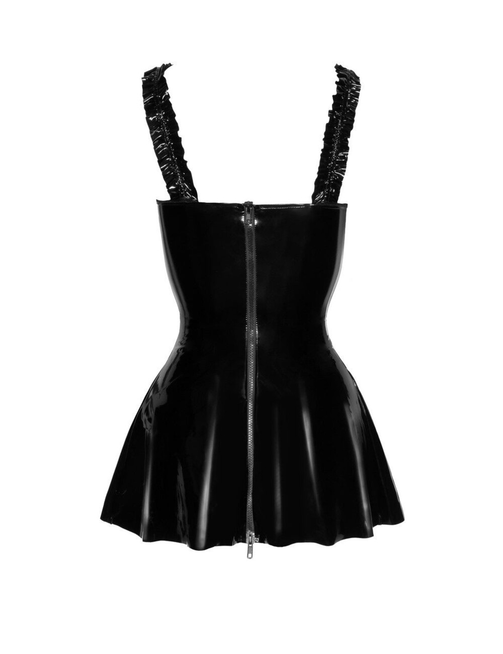 Noir Handmade Noir Handmade Kurzes PVC-Kleid mit Rüschenträgern F248