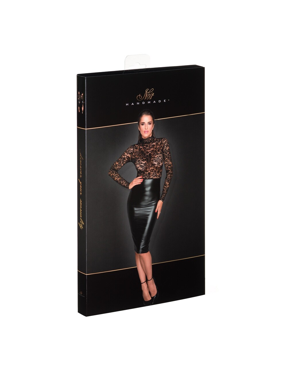 Noir Handmade Noir Handgefertigtes Midikleid mit weichem Spitzenoberteil F228