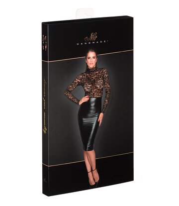 Noir Handmade Noir Handgefertigtes Midikleid mit weichem Spitzenoberteil F228