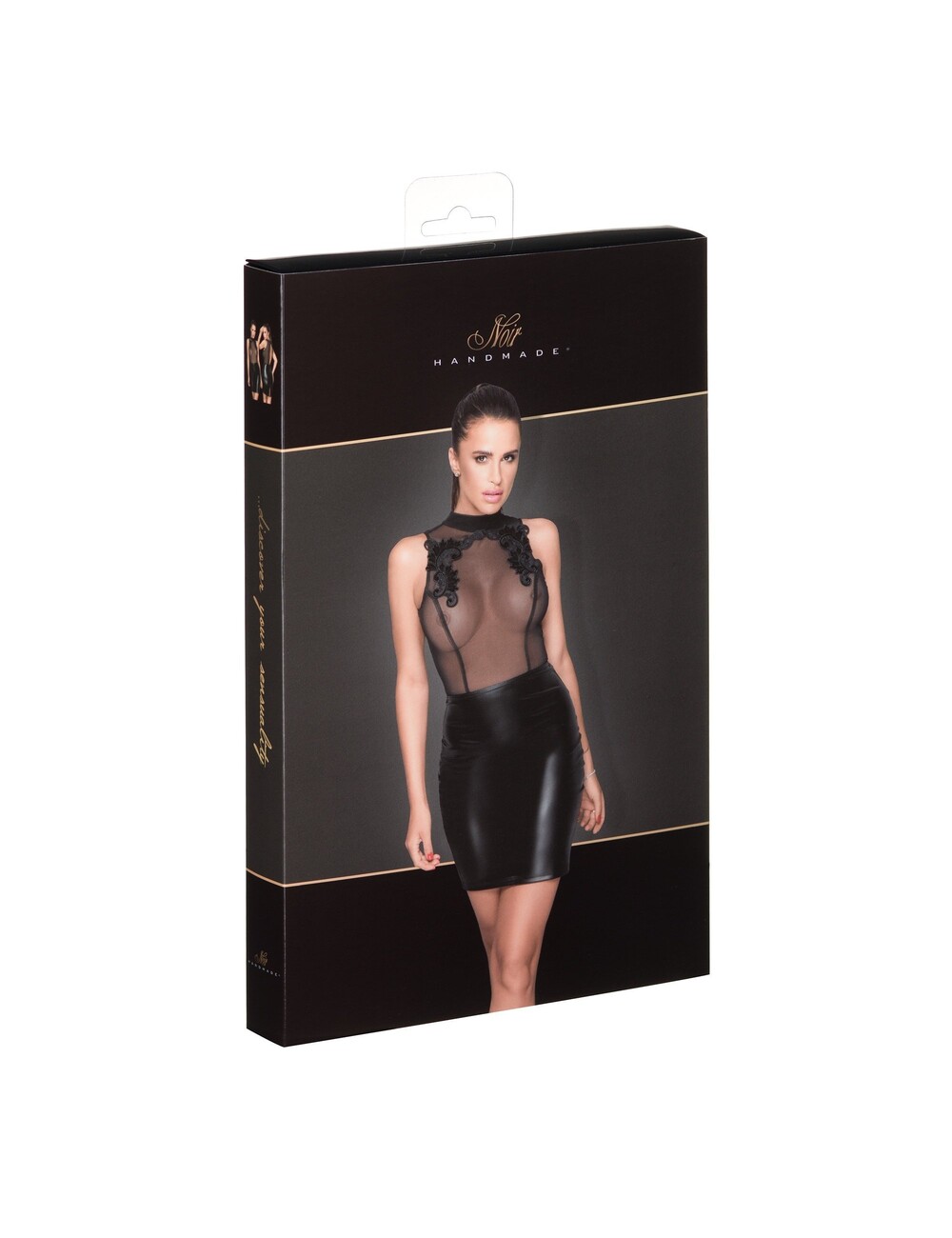 Noir Handmade Atemberaubendes Kleid mit feiner Stickerei F222