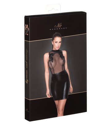 Noir Handmade Atemberaubendes Kleid mit feiner Stickerei F222