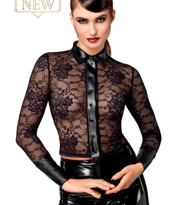 Noir Handmade Noir Handmade Noirelle Spitzenhemd mit Knopfleiste F377