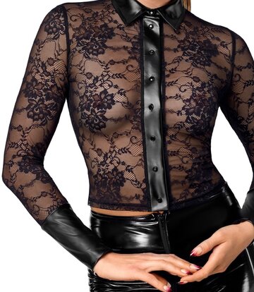 Noir Handmade Noir Handmade Noirelle Spitzenhemd mit Knopfleiste F377