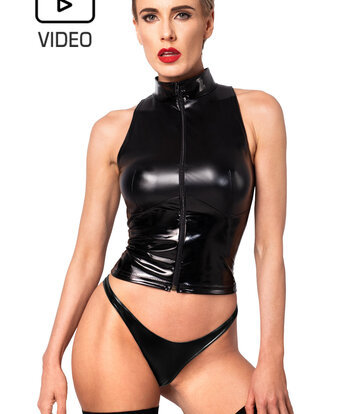Noir Handmade Noir Handmade Glam wetlook top with vinyl corset F324