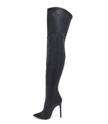 Sanctum Shoes Sanctum MANOUK THIGH BOOTS BLACK NAPPA with STUDS and made with CALFSKIN