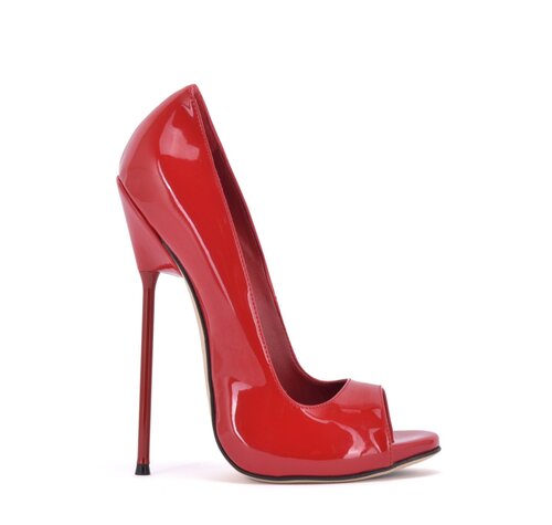Sanctum Shoes CLAUDINE RED SHINY OPEN TOE PUMPS