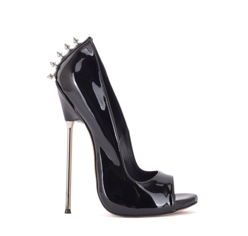 Sanctum Shoes CLAUDINE SPIKE SCHWARZ GLÄNZENDE PUMPS MIT OFFENER ZEHE