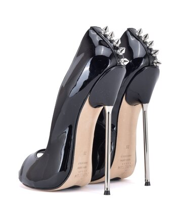 Sanctum Shoes Sanctum Shoes CLAUDINE SPIKE BLACK SHINY OPEN TOE PUMPS