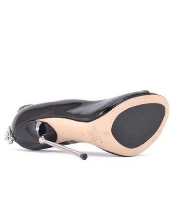 Sanctum Shoes Sanctum Shoes CLAUDINE SPIKE BLACK SHINY OPEN TOE PUMPS