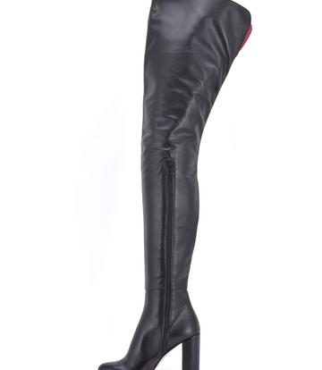 Sanctum Shoes Hohe italienische Schrittstiefel BROOKLYN mit 10cm Blockabsatz aus echtem Leder