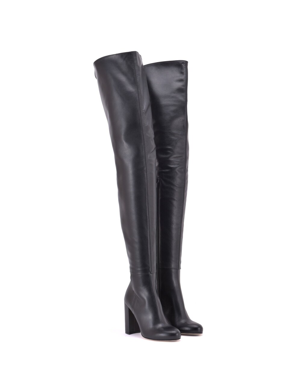 Sanctum Shoes Hohe italienische Schrittstiefel BROOKLYN mit 10cm Blockabsatz aus echtem Leder