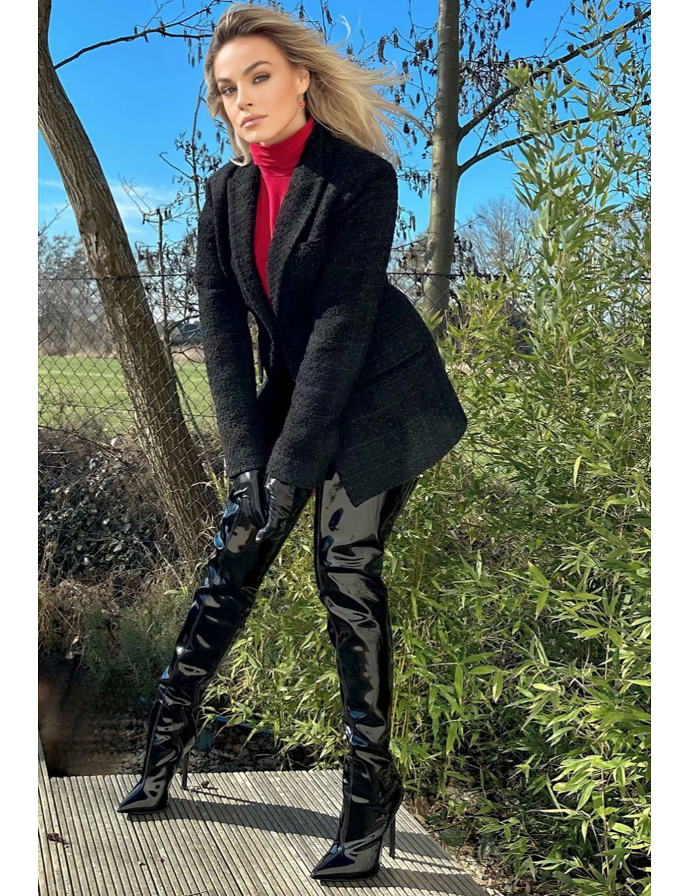 Sanctum Shoes Synthetic Leather GIGI Oberschenkelhohe Stiefel mit Stilettoabsatz aus italienischem Glanzleder