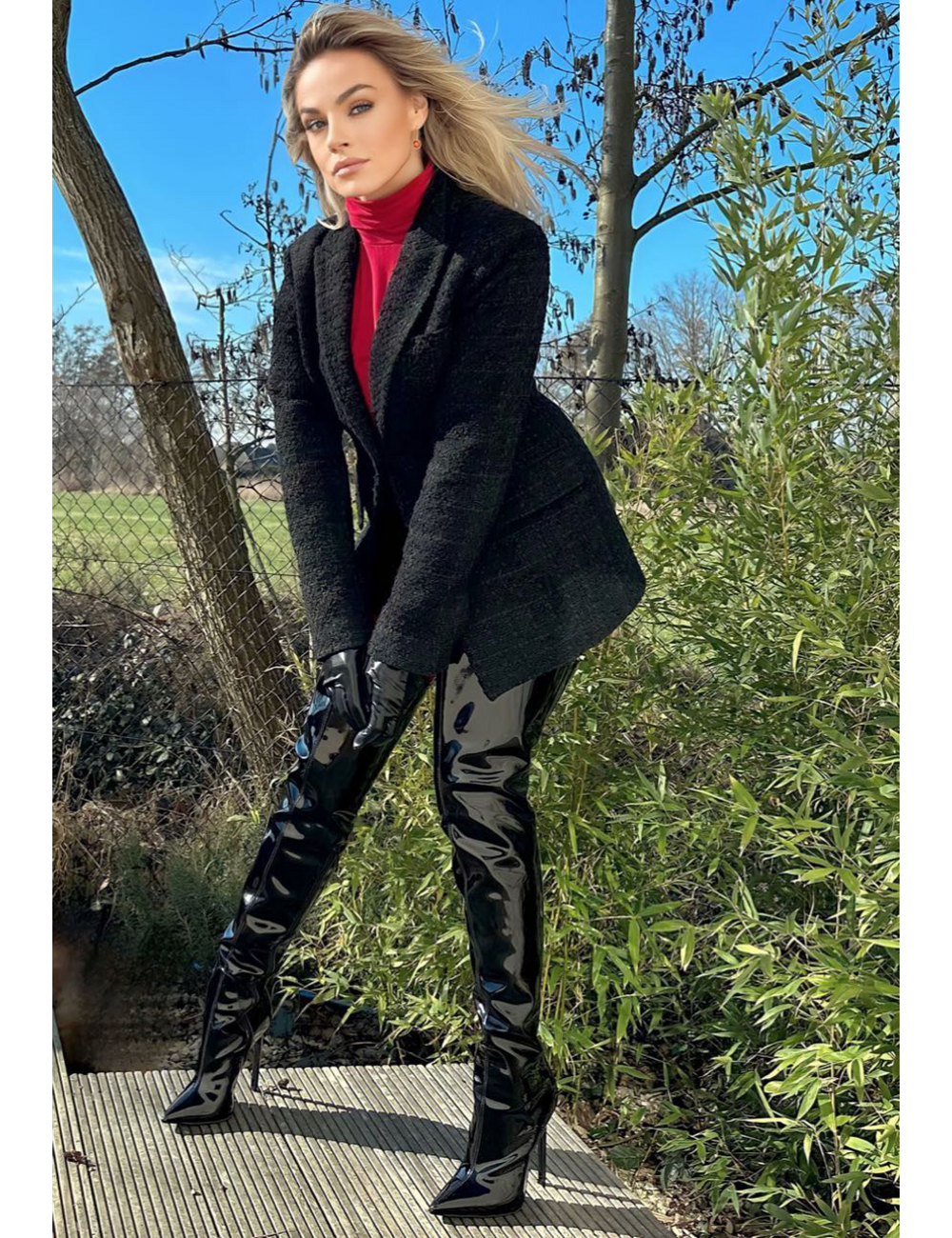 Sanctum Shoes Synthetic Leather Thigh High boots GIGI with stiletto heels in Italian Shiny Leather