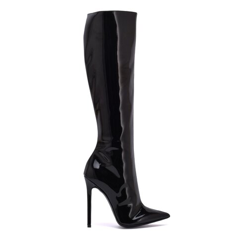 Sanctum Shoes Synthetic Leather GINA BLACK SHINY KNEE