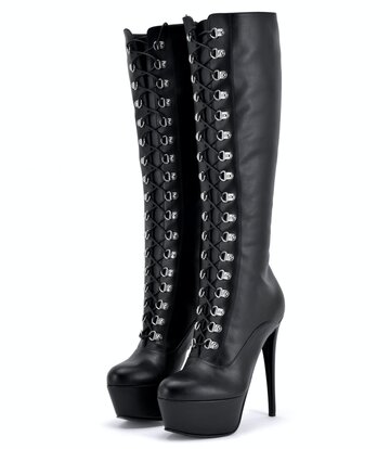 Sanctum Shoes Synthetic Leather Sanctum Shoes NINA LACE UP PLATFORM BOOTS SYNTHETIC BLACK MATTE