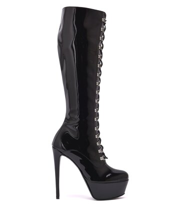 Sanctum Shoes Synthetic Leather Sanctum Shoes NINA LACE UP PLATFORM BOOTS SYNTHETIC BLACK SHINY