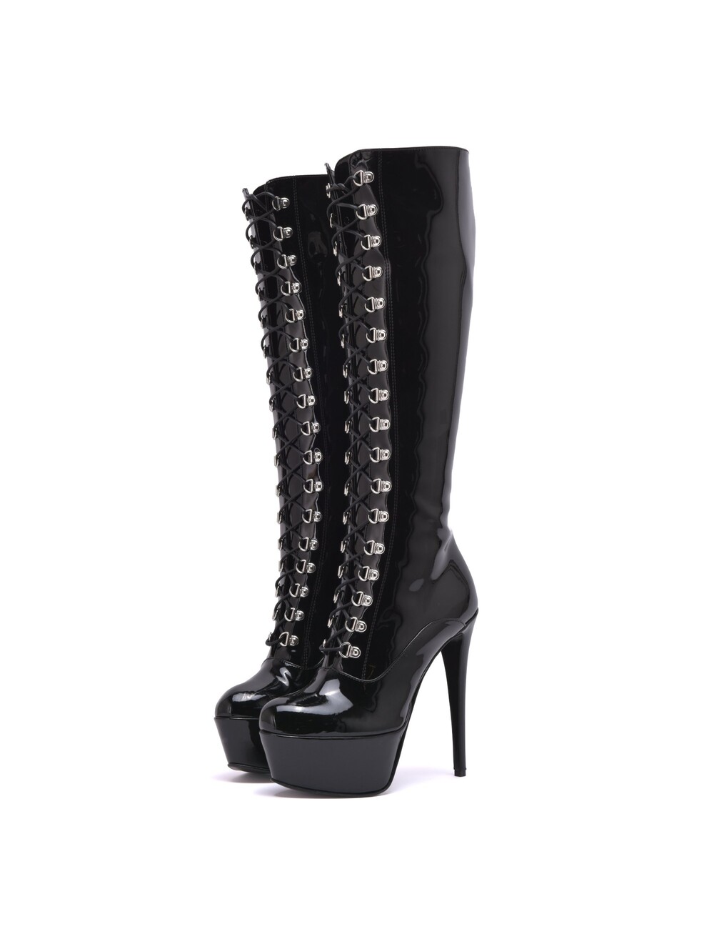 Sanctum Shoes Synthetic Leather Sanctum Shoes NINA LACE UP PLATFORM BOOTS SYNTHETIC BLACK SHINY