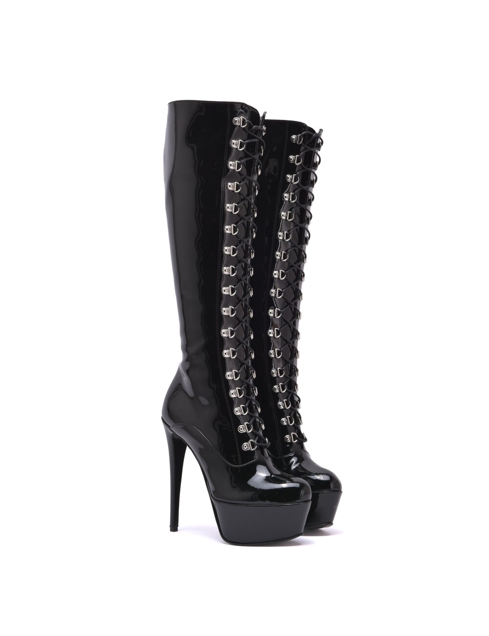 Sanctum Shoes Synthetic Leather Sanctum Shoes NINA LACE UP PLATFORM BOOTS SYNTHETIC BLACK SHINY