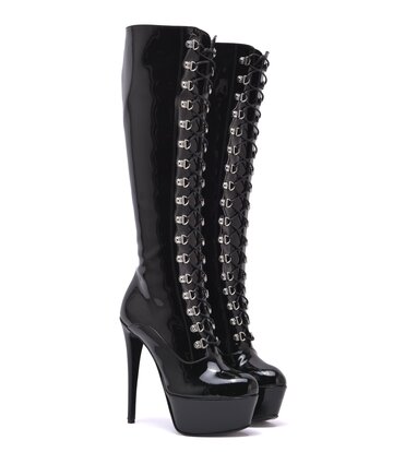 Sanctum Shoes Synthetic Leather Sanctum Shoes NINA LACE UP PLATFORM BOOTS SYNTHETIC BLACK SHINY