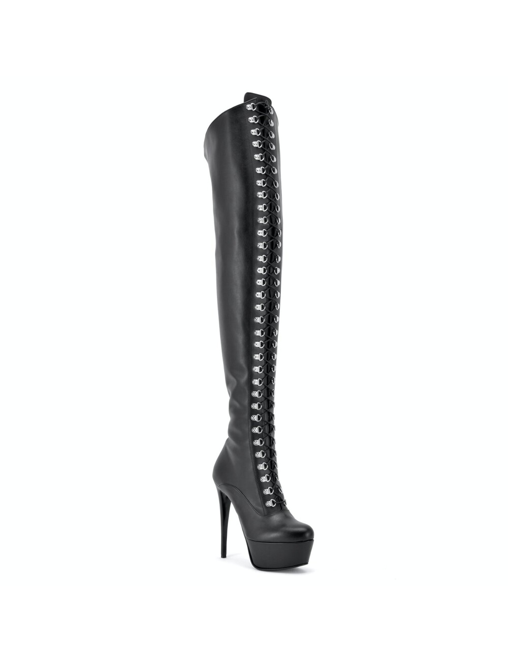 Sanctum Shoes Synthetic Leather Sanctum Shoes NIGELLA BLACK MATTE LACE UP SYNTHETIC THIGH BOOTS