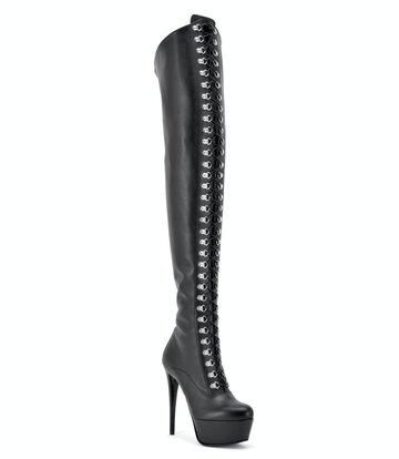 Sanctum Shoes Synthetic Leather Sanctum Shoes NIGELLA BLACK MATTE LACE UP SYNTHETIC THIGH BOOTS
