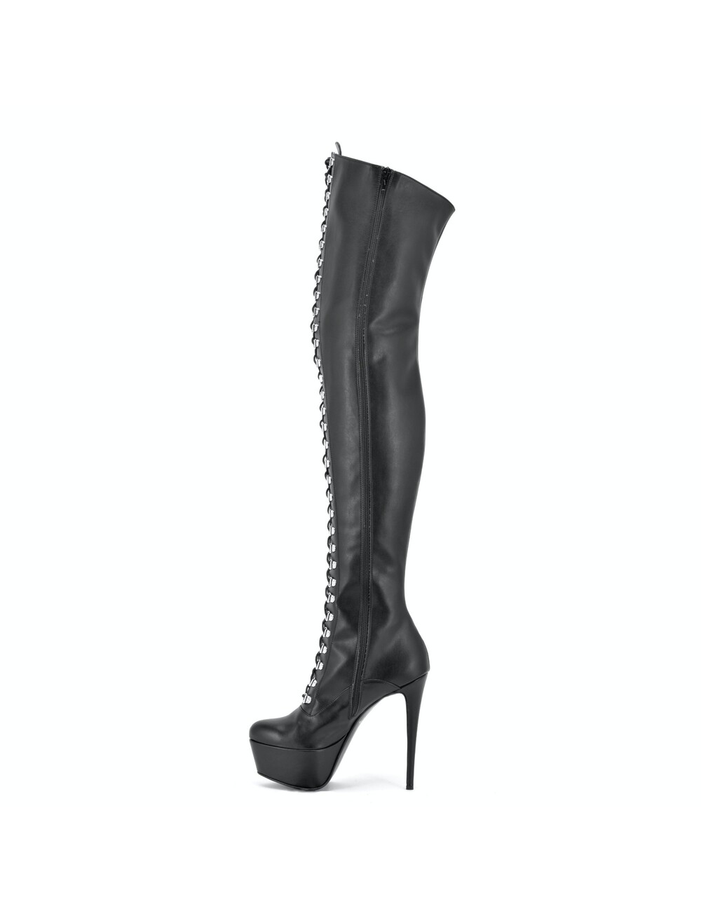 Sanctum Shoes Synthetic Leather Sanctum Shoes NIGELLA BLACK MATTE LACE UP SYNTHETIC THIGH BOOTS