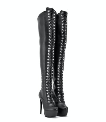 Sanctum Shoes Synthetic Leather Sanctum Shoes NIGELLA BLACK MATTE LACE UP SYNTHETIC THIGH BOOTS