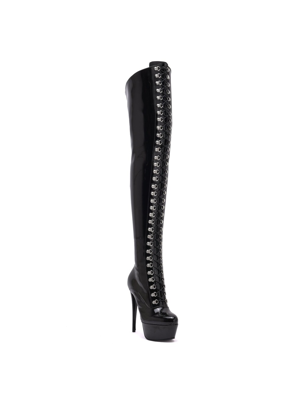 Sanctum Shoes Synthetic Leather Sanctum Shoes NIGELLA  BLACK SHINY LACE UP SYNTHETIC THIGH BOOTS