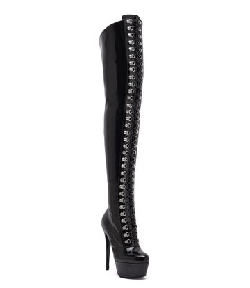 Sanctum Shoes Synthetic Leather Sanctum Shoes NIGELLA  BLACK SHINY LACE UP SYNTHETIC THIGH BOOTS