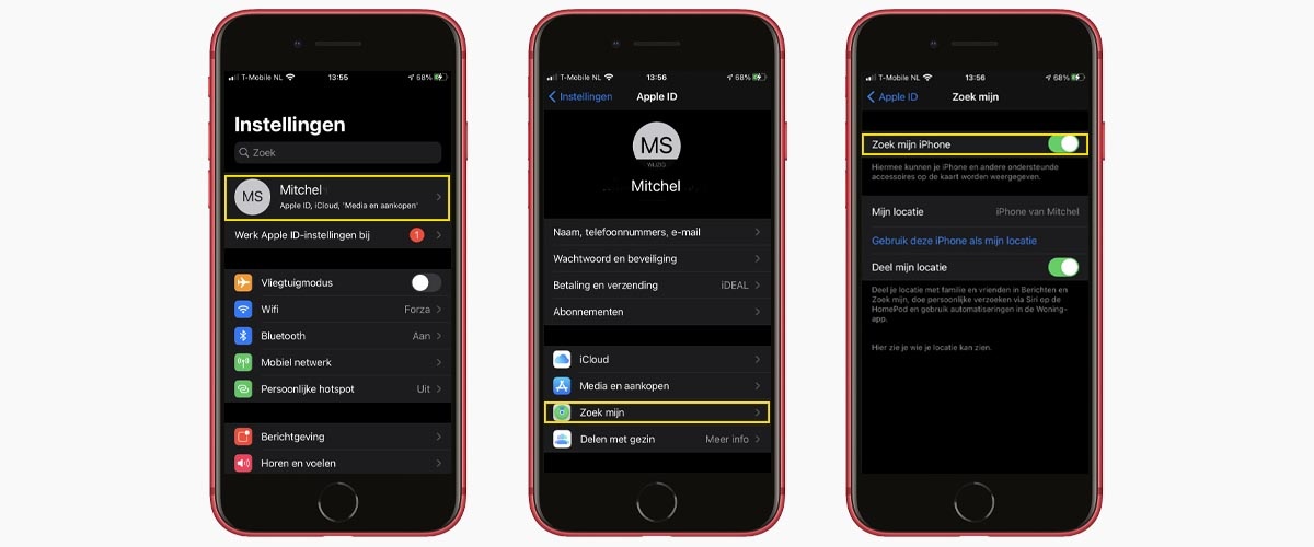 Zoek Mijn iPhone uitschakelen via iPhone