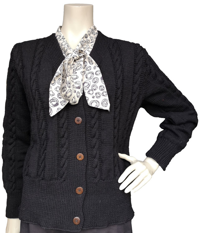 black woolen cardigan