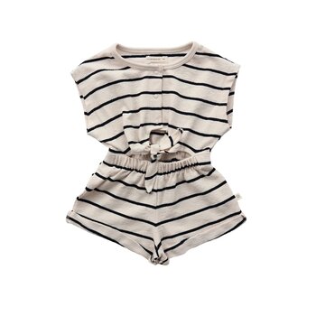 Your Wishes Stripes | Front Tie Playsuit | Ecru