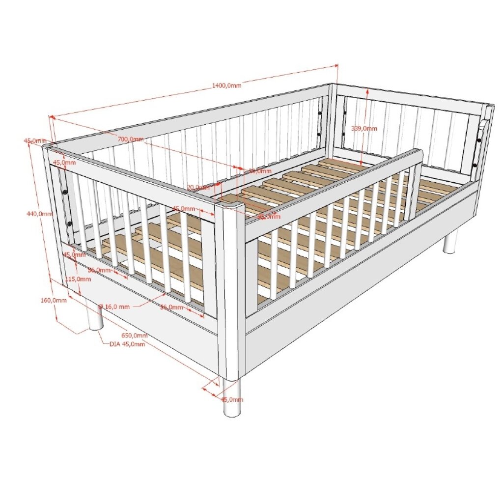 Vipack FORREST PEUTER BED 70X140 MASSIEF EIKEN