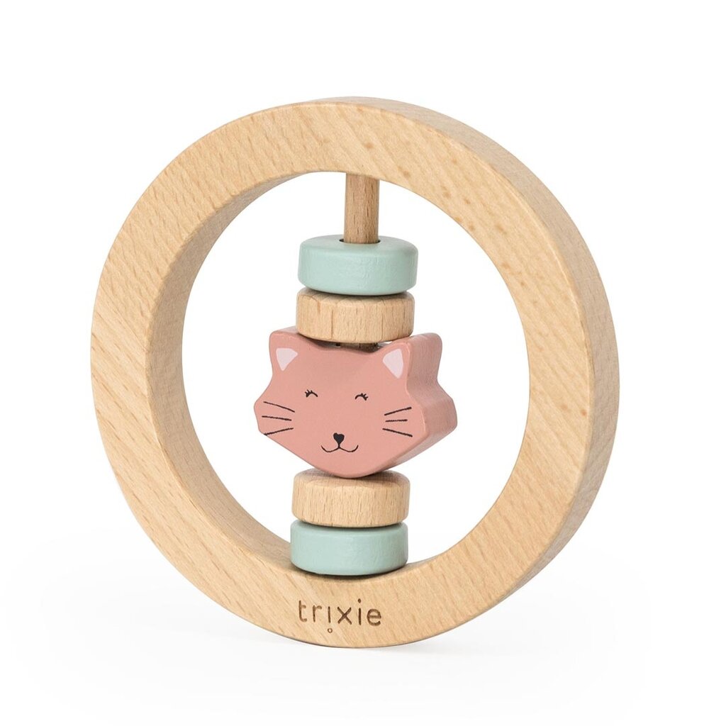 Trixie wooden round rattle - Mrs. Cat