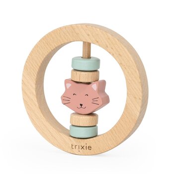 Trixie wooden round rattle - Mrs. Cat