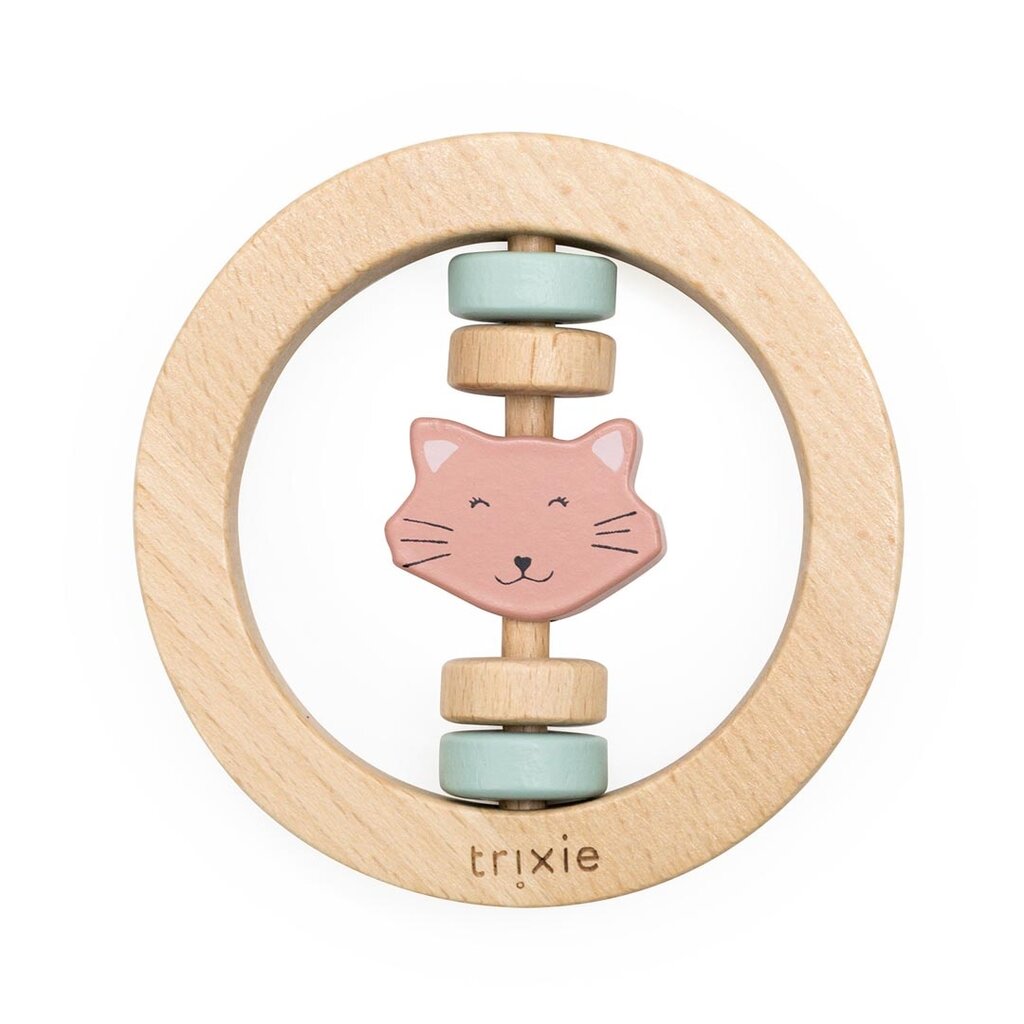 Trixie wooden round rattle - Mrs. Cat