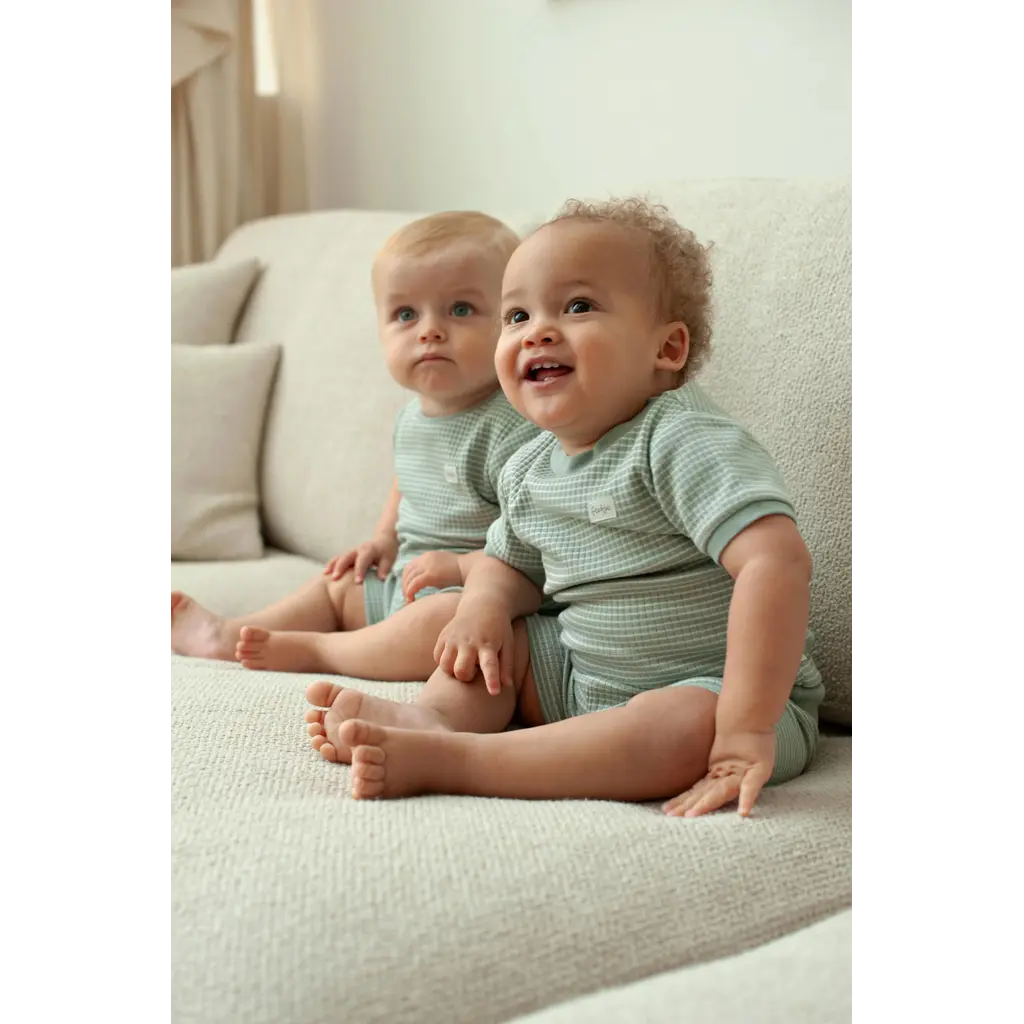 Feetje Feetje wafel shortama zeegroen