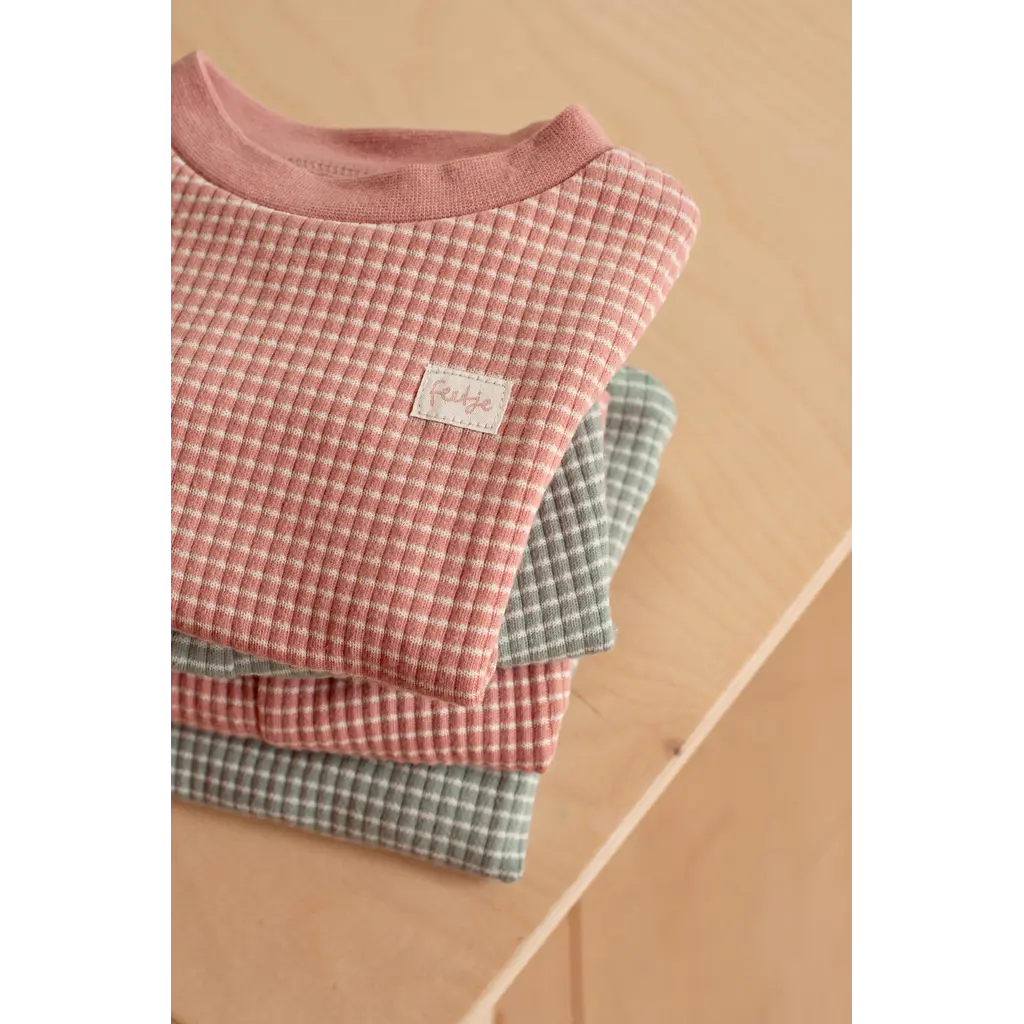 Feetje Feetje wafel shortama zeegroen