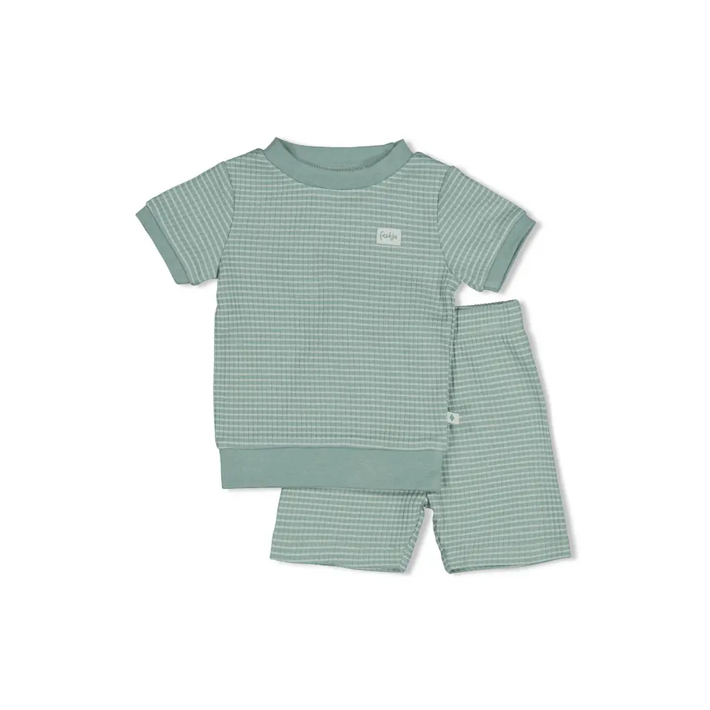 Feetje Feetje wafel shortama zeegroen