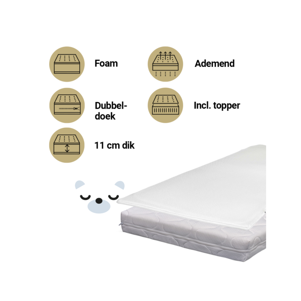 Matras Peuterbed + Topper ZZZOO 70x140 Airgo Beer