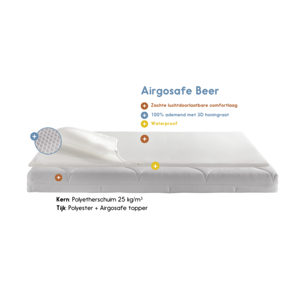 Matras Peuterbed + Topper ZZZOO 70x140 Airgo Beer