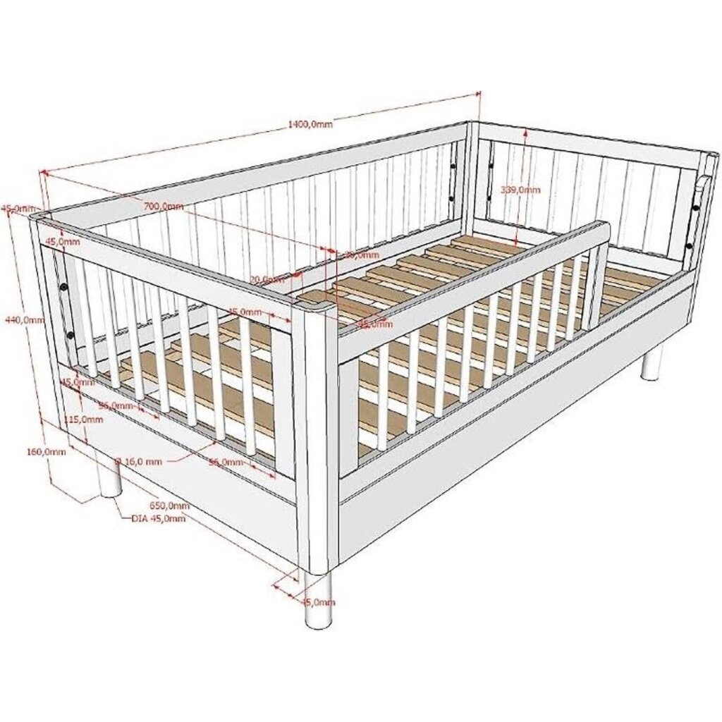 Peuterbed Forrest 70x140cm - massief beukenhout - wit
