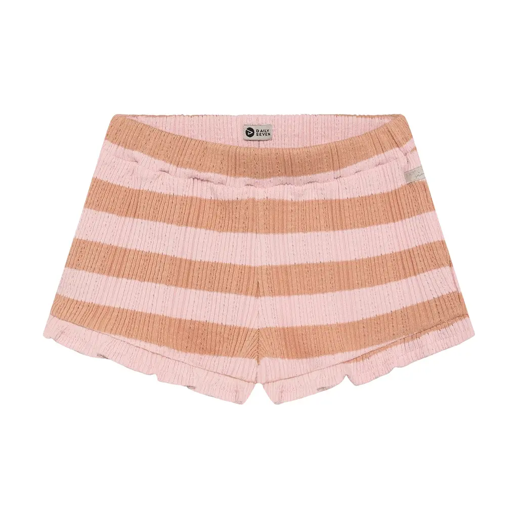 Daily7kids Daily 7 Ruffle Short Fancy Stripe | Silver Pink