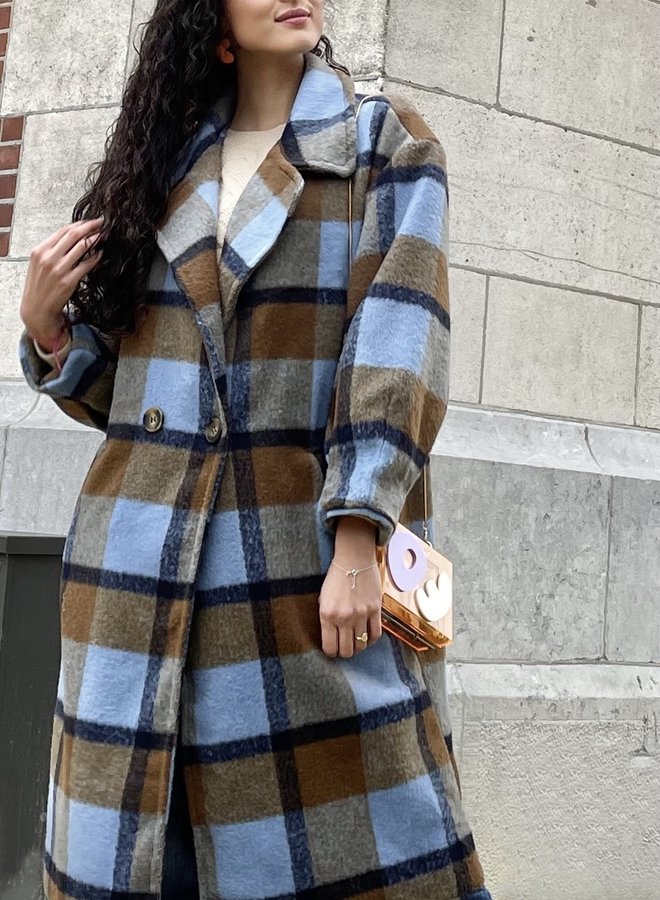 checked oversized coat