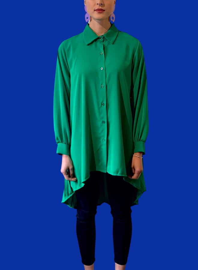 Groene Jade plissé blouse