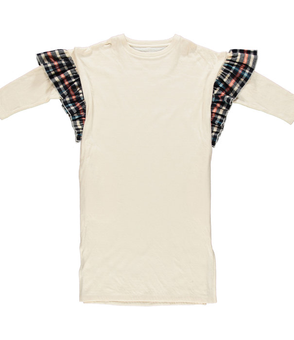 Dorélit Hudson Jurk Gebroken wit + Marine Blauw ruit