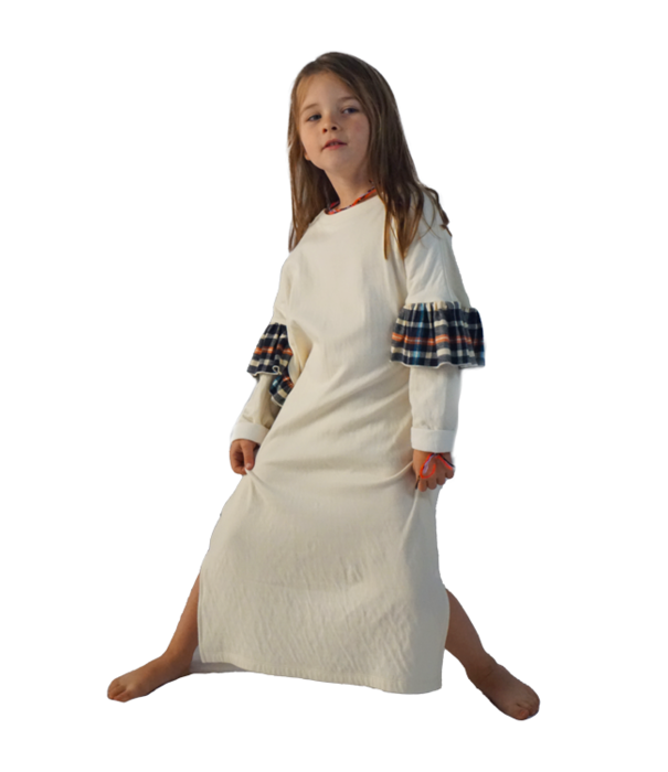 Dorélit Hudson Dress Offwhite + Check Navy