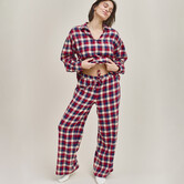 Nelly+Alkes Pyjama Claret Ruit