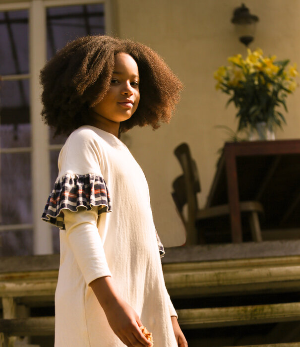 Dorélit Hudson Dress Offwhite + Check Navy