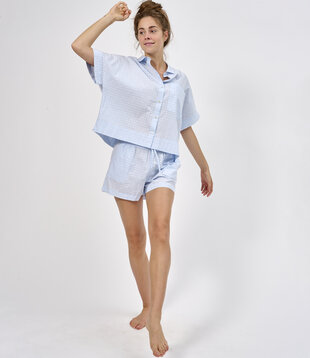 Otis+Nestor Pyjama Check Washed Blue